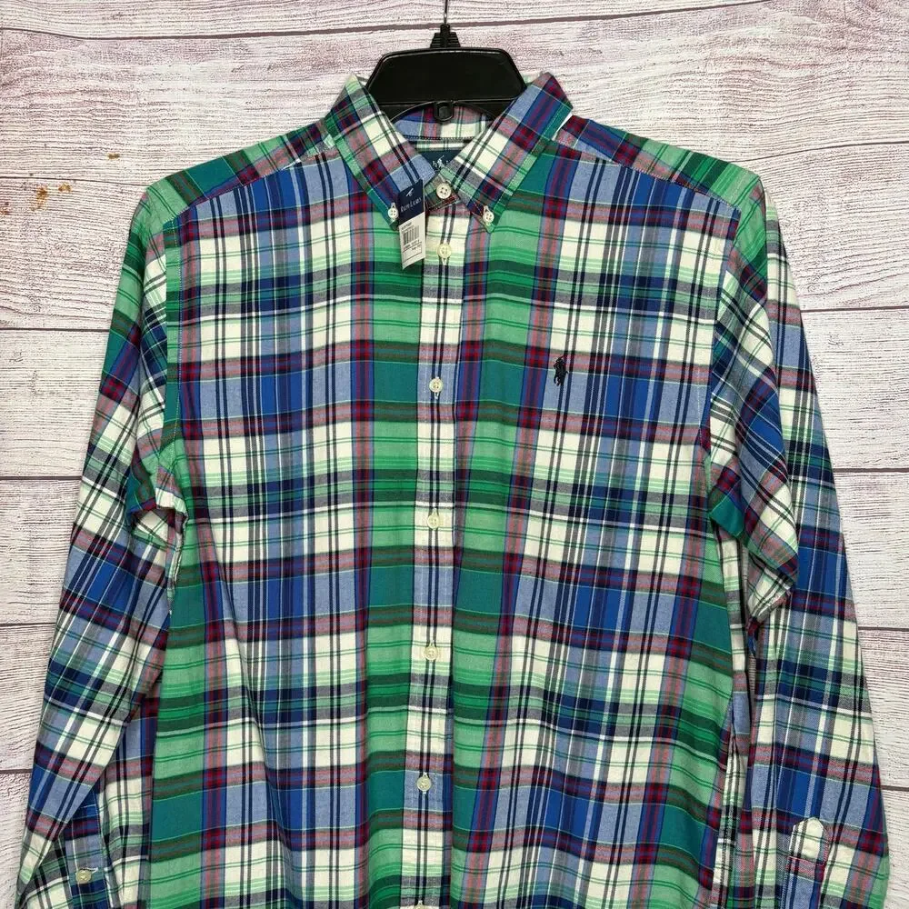 Ralph Lauren Young Men's Youth Long Sleeve Flannel Cotton Button Up Shirt XL New
